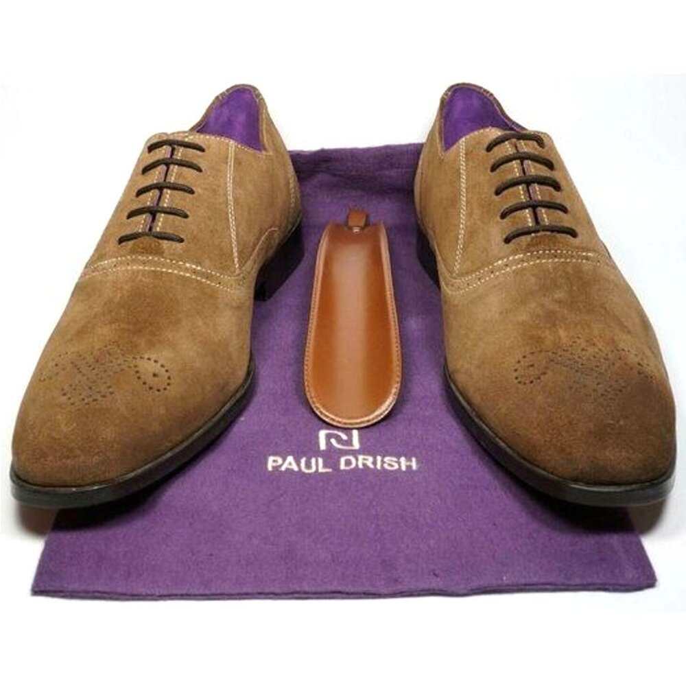 NEW Paul Drish Brown Suede Dress Shoes Mens 11 Leather Medallion-toe Oxfords 44 - Picture 7 of 11